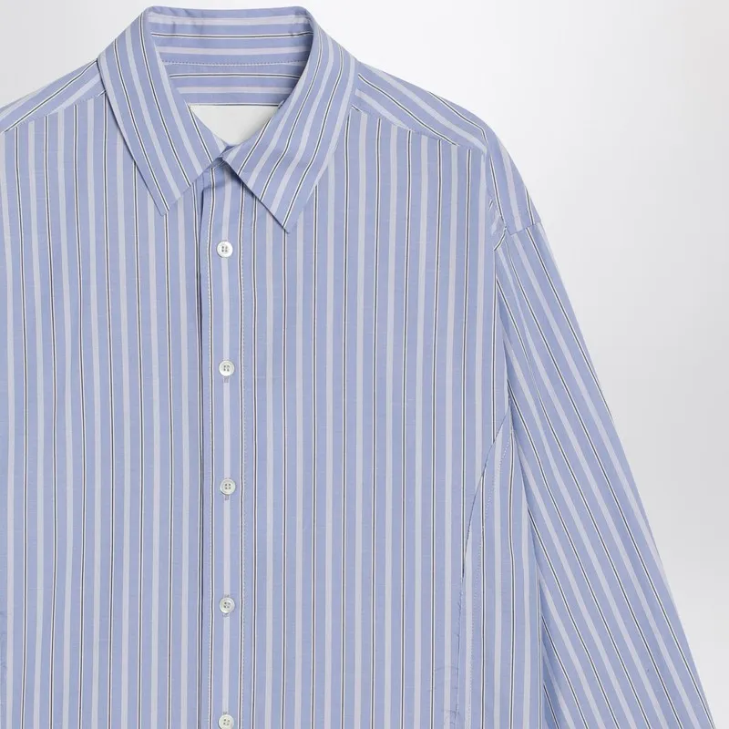 Light Blue Striped Cotton Shirt sold by Wanan Luxury product image thumbnail 2