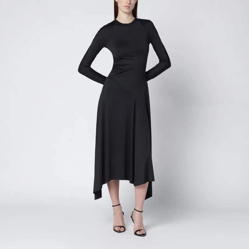 Black Asymmetric Midi Dress sold by Wanan Luxury