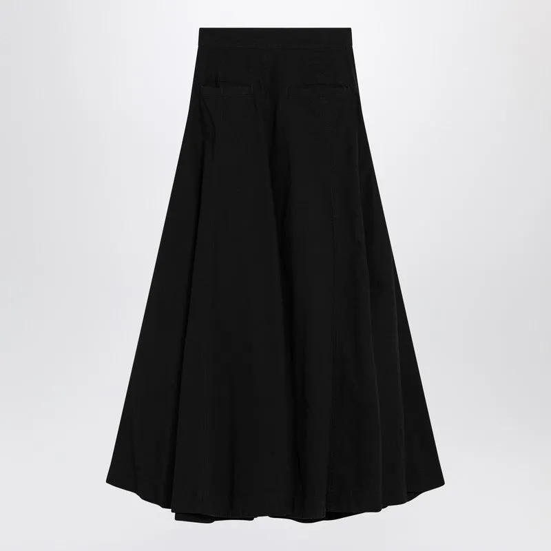 Black Cotton Ripstop Godet Maxi Skirt sold by Wanan Luxury product image thumbnail 2