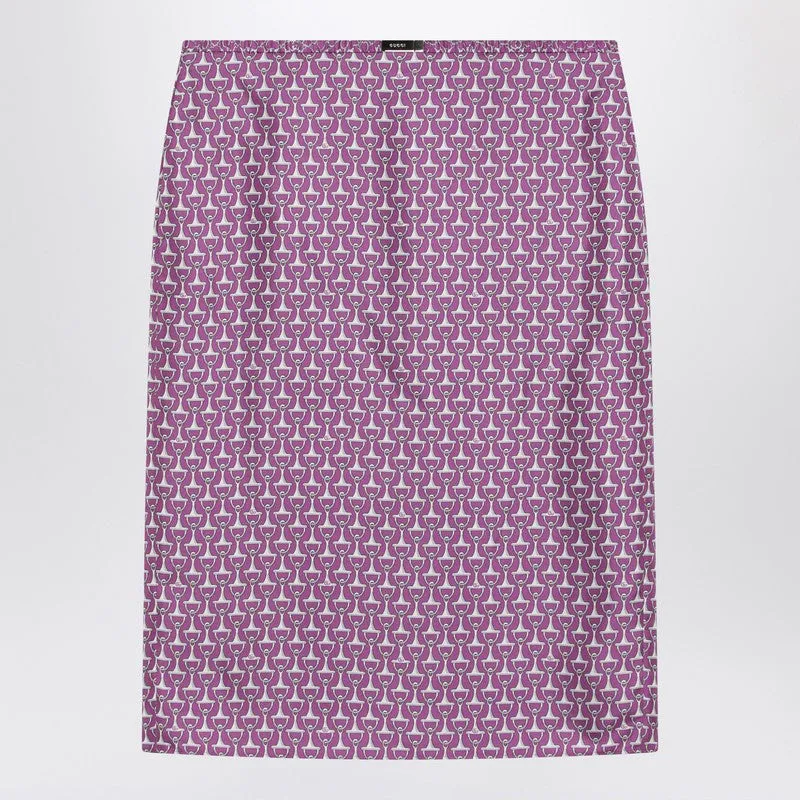 Pink Pencil Skirt With Horsebit Print sold by Wanan Luxury