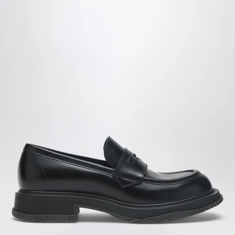 Black Leather Loafer With Logo sold by Wanan Luxury