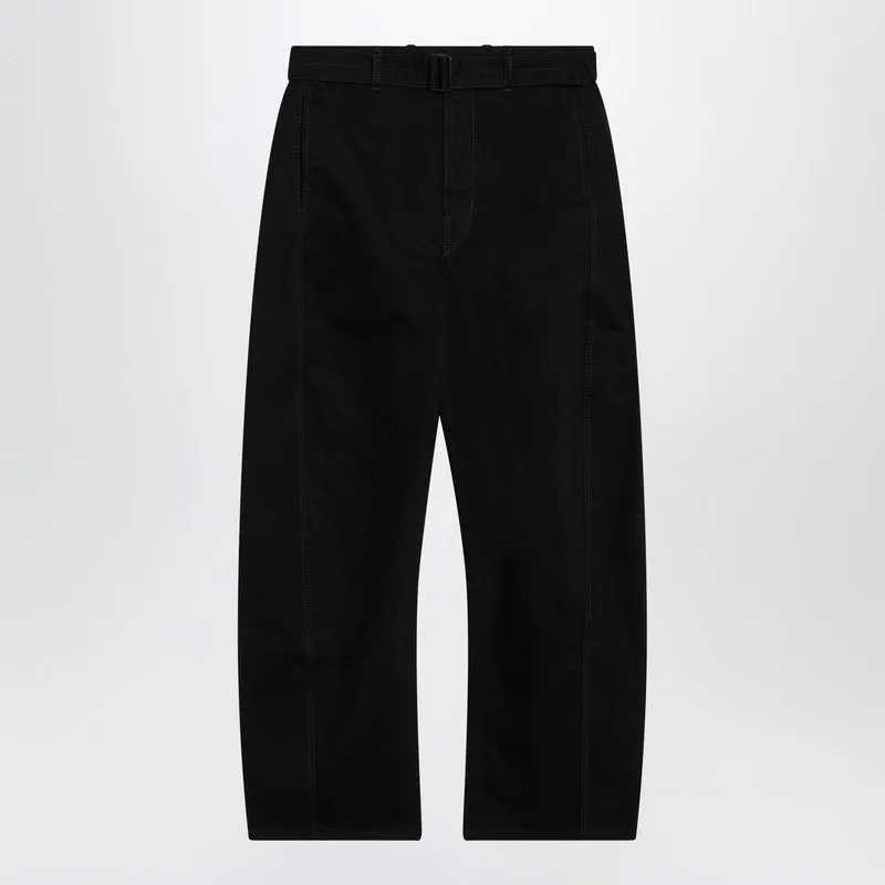 Black Cotton Trousers With Belt made by Lemaire