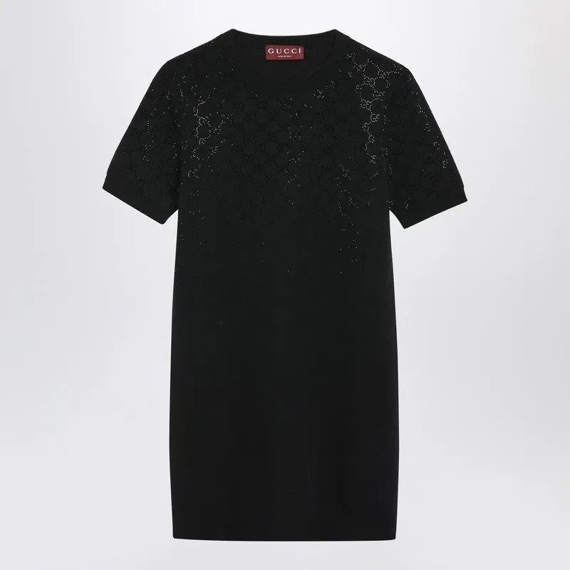 Black Mini Dress With Gradient-Effect Gg Crystals made by Gucci