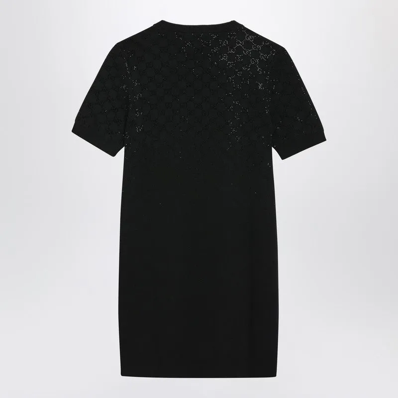 Black Mini Dress With Gradient-Effect Gg Crystals sold by Wanan Luxury product image thumbnail 2