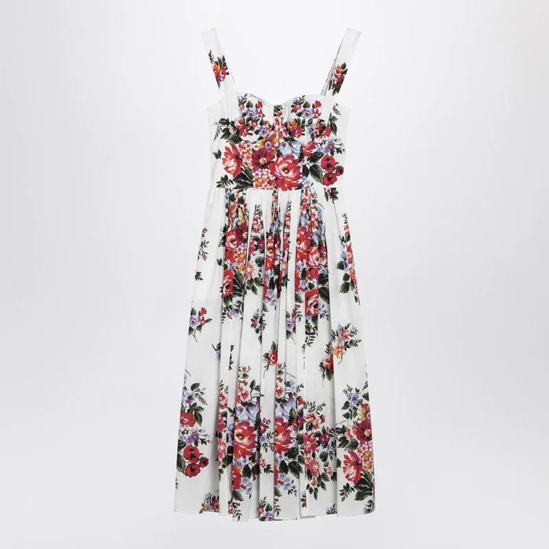 White Dress With Floral Print made by Dolce & Gabanna
