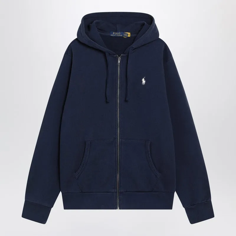 Navy Blue Cotton Zip-Up Sweatshirt sold by Wanan Luxury