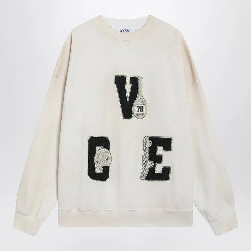 White Crewneck Sweatshirt With Patches made by Golden Goose