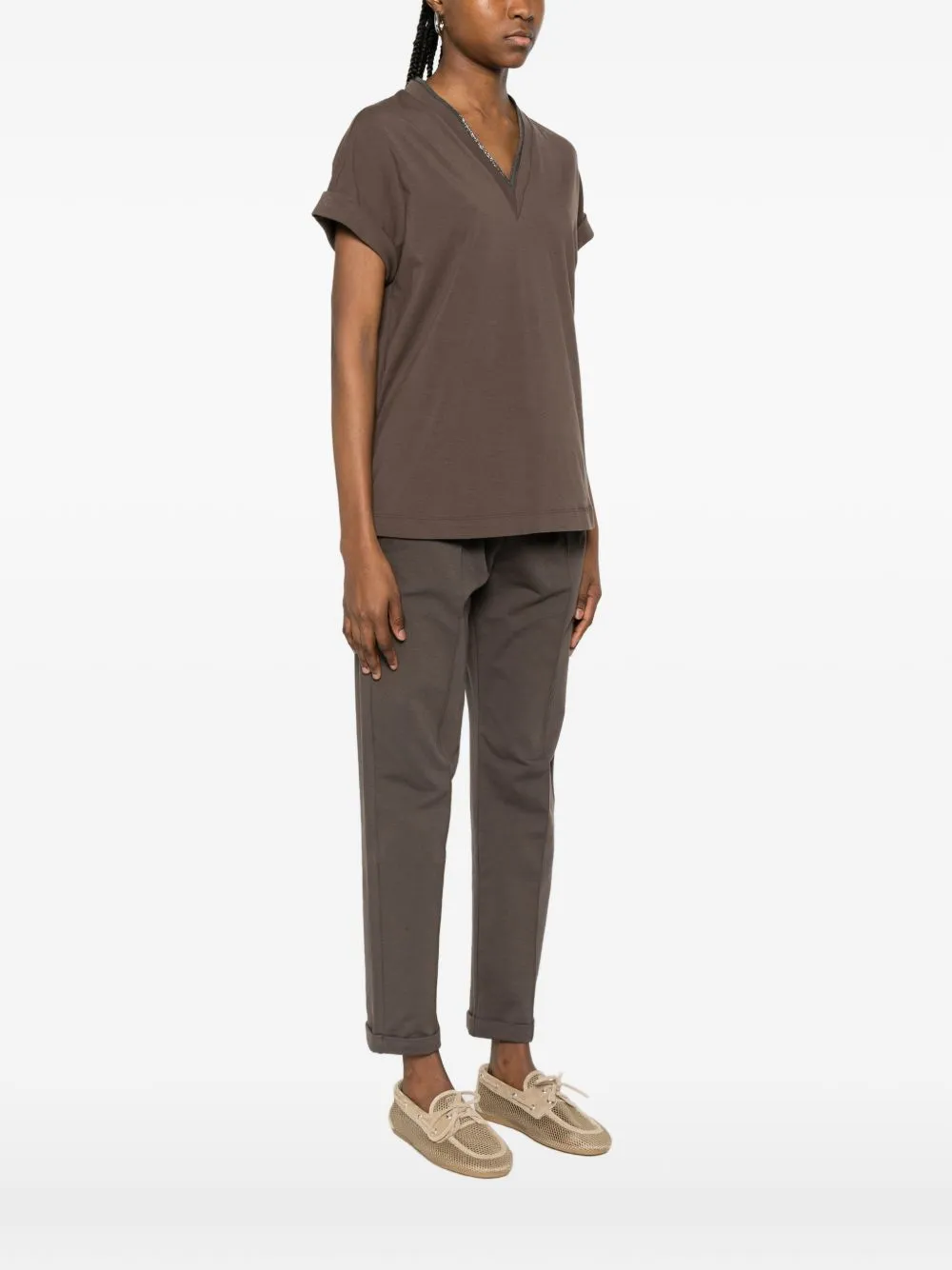 Cotton V-Necked T-Shirt sold by Wanan Luxury product image thumbnail 2