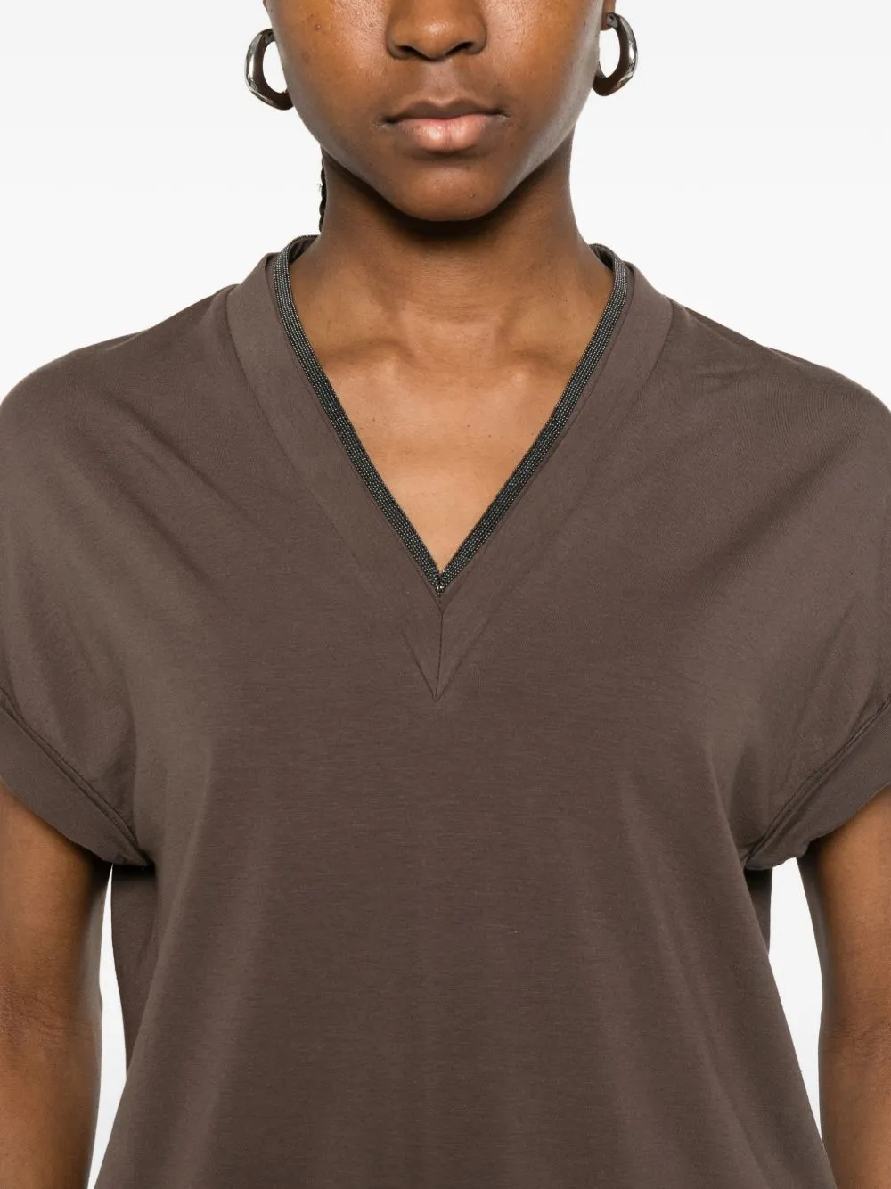 Cotton V-Necked T-Shirt sold by Wanan Luxury product image thumbnail 3