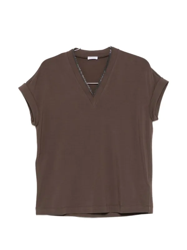 Cotton V-Necked T-Shirt made by Brunello Cucinelli