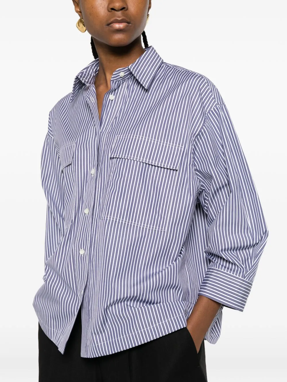Striped Cotton Shirt sold by Wanan Luxury product image thumbnail 3