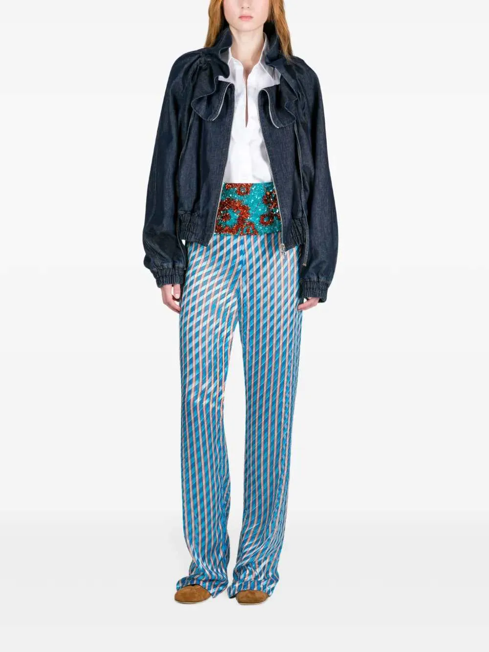 Ruffled Denim Jacket sold by Wanan Luxury product image thumbnail 2