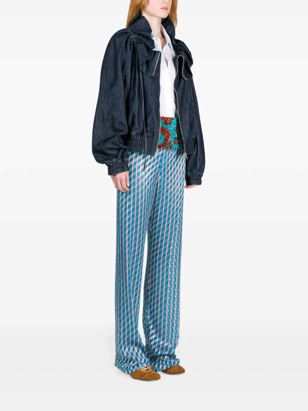 Ruffled Denim Jacket sold by Wanan Luxury product image thumbnail 3