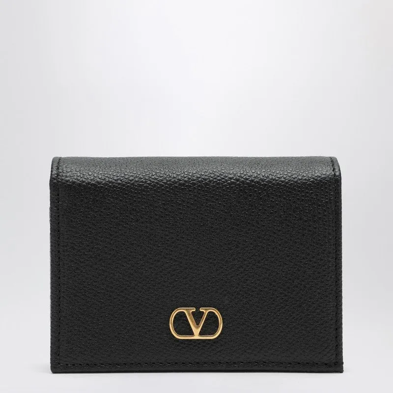 Signature Black Leather V Logo Wallet made by Valentino