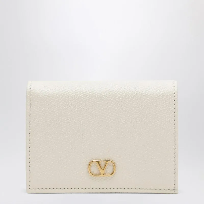 V Logo Signature Ivory Leather Wallet sold by Wanan Luxury