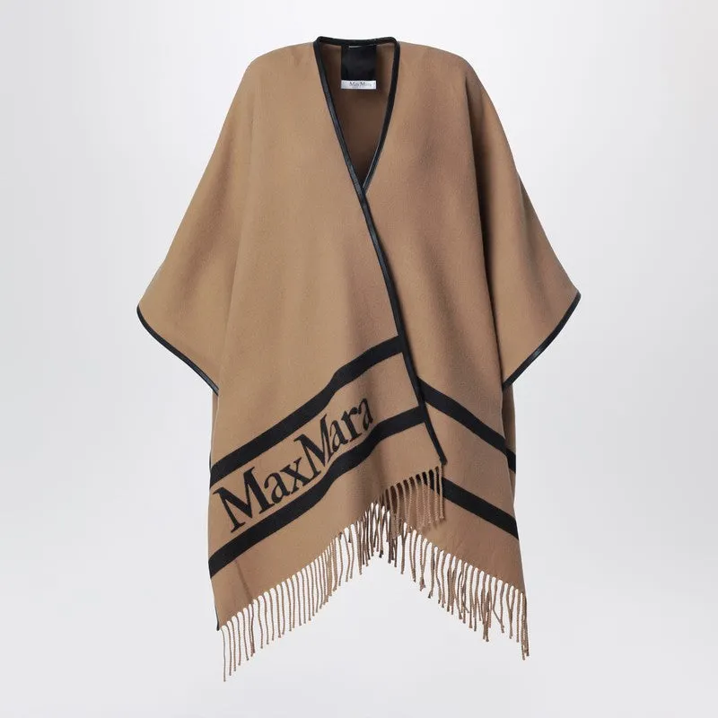 Camel Jacquard Wool Poncho made by MaxMara