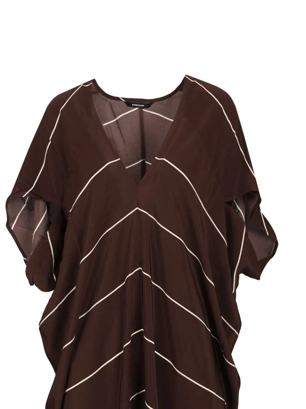 Orta Silk Caftan Dress - Mocha Stripe Swimwear Brown sold by Wanan Luxury product image thumbnail 4