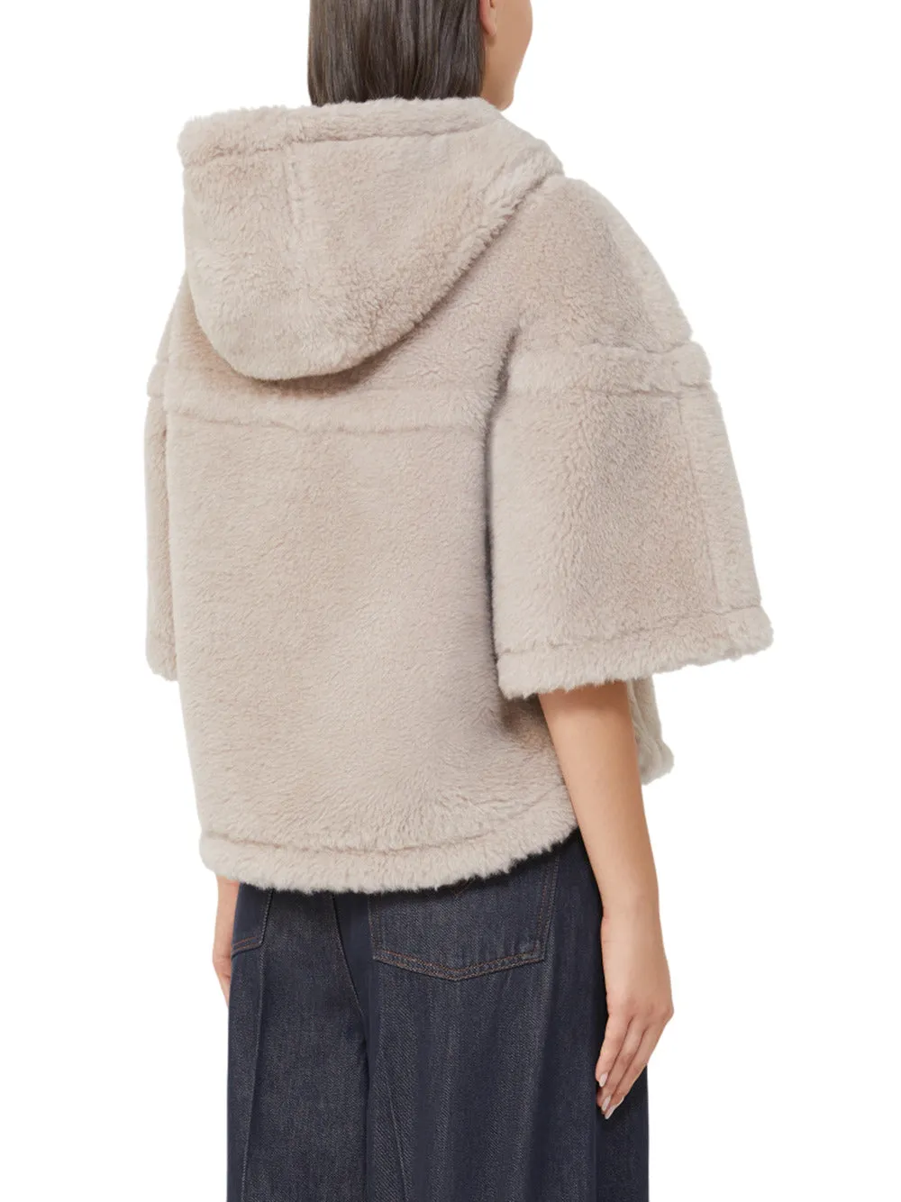 Cropped Sweatshirt-Style Cape With A Boxy Fit And Hood. sold by Wanan Luxury product image thumbnail 4