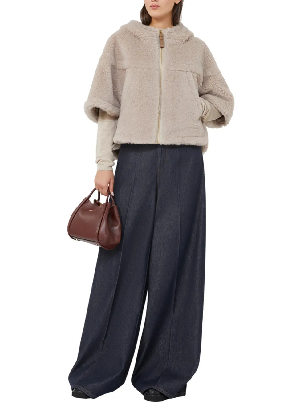 Cropped Sweatshirt-Style Cape With A Boxy Fit And Hood. sold by Wanan Luxury product image thumbnail 2