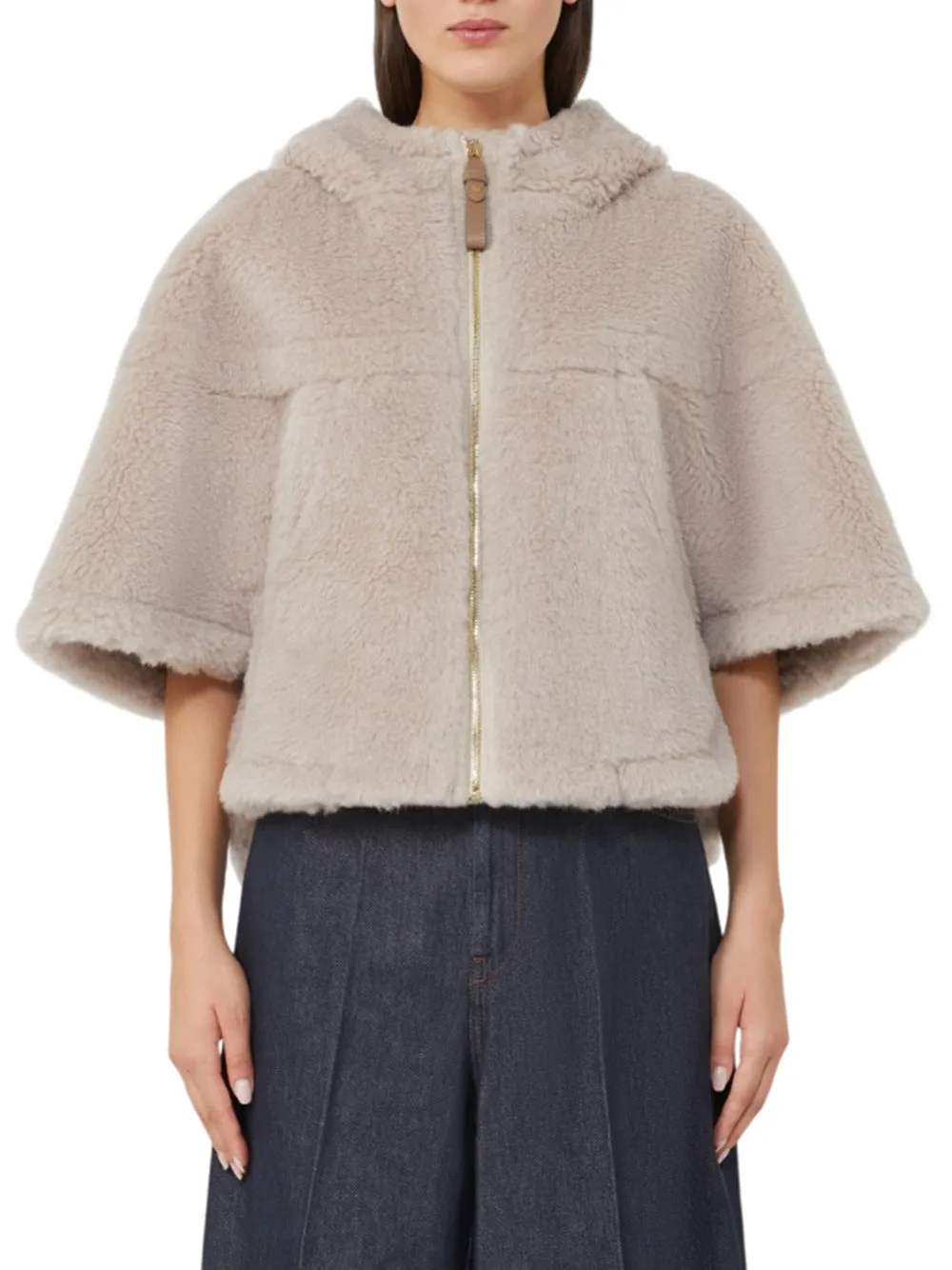 Cropped Sweatshirt-Style Cape With A Boxy Fit And Hood. sold by Wanan Luxury product image thumbnail 3