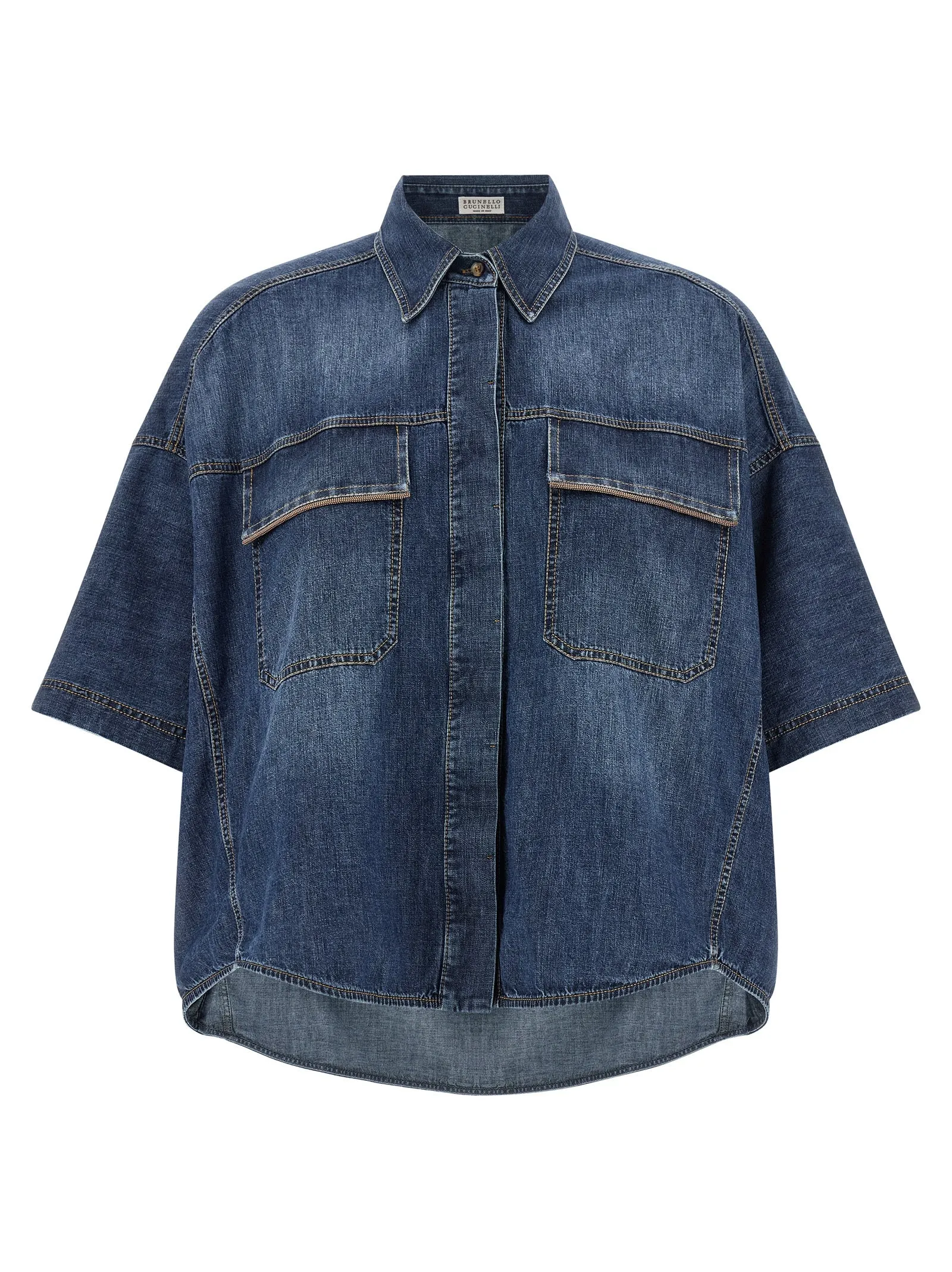 Shiny Pockets Shirt And Blouse Blue sold by Wanan Luxury