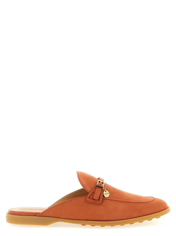 Nabuk Sabots Flat Shoes Orange made by Tod's
