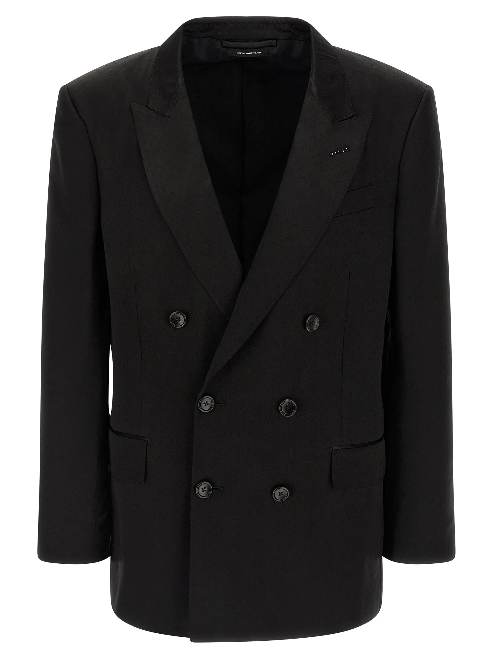 Tone-On-Tone Polka Dot Blazer Black sold by Wanan Luxury