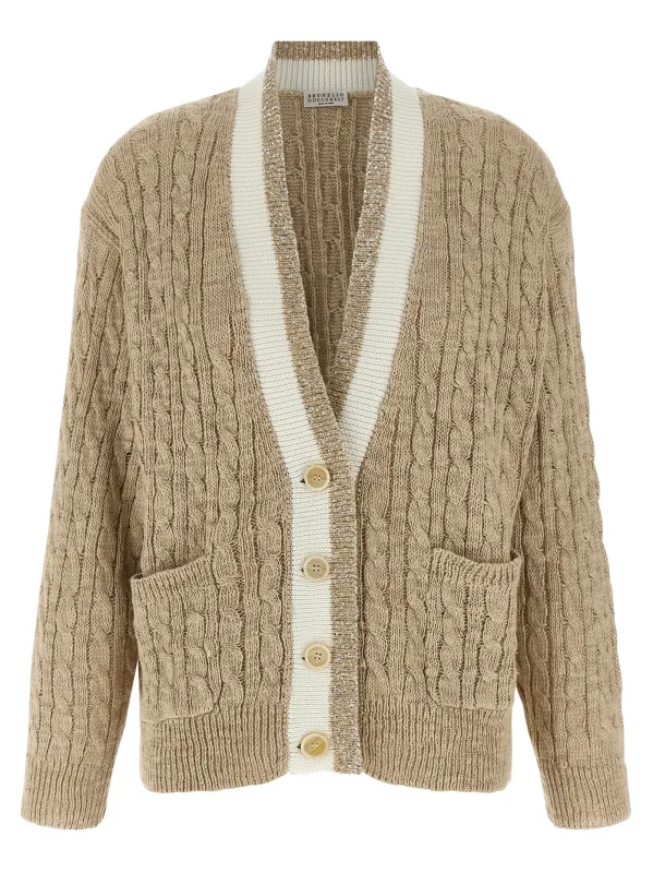 Braided Cardigan Sweaters And Cardigans Beige sold by Wanan Luxury