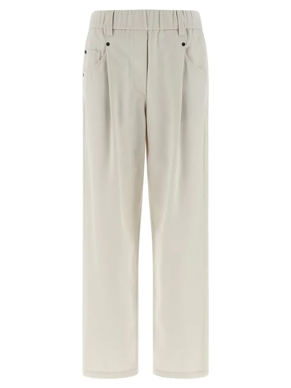 Shiny Bartack Pants Beige sold by Wanan Luxury