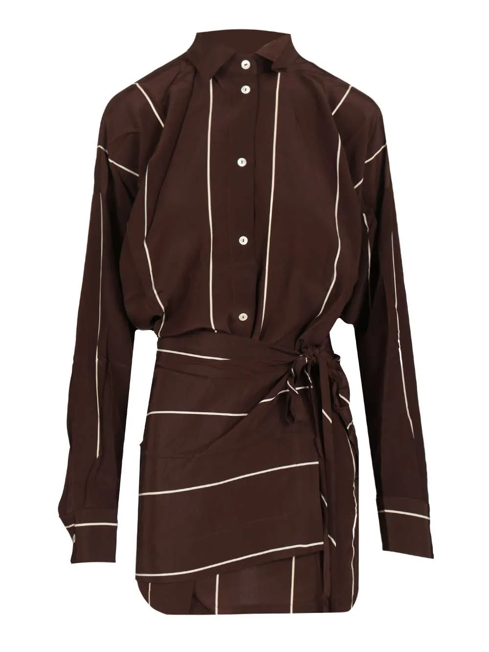 Orta Silk Mini Dress Dresses Brown sold by Wanan Luxury