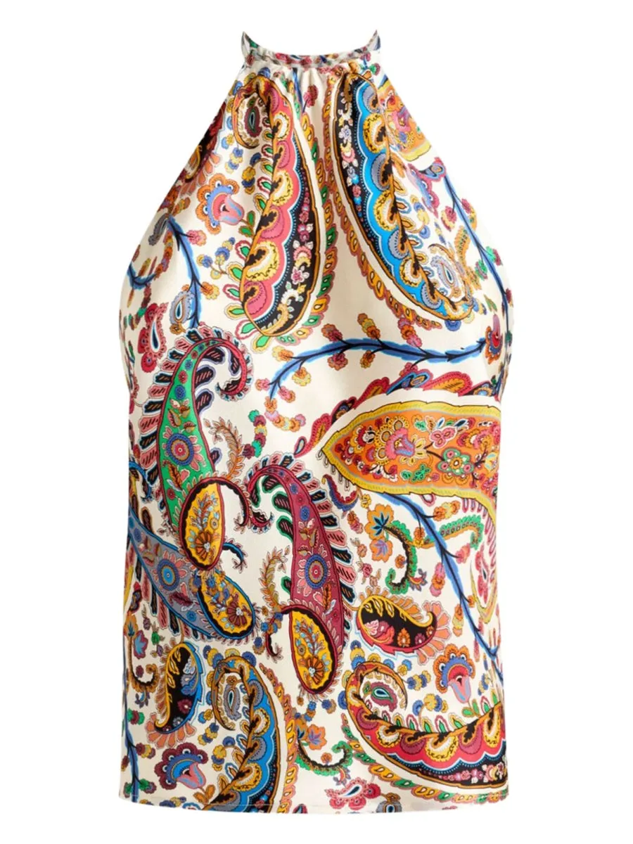 Paisley Print Silk Top sold by Wanan Luxury