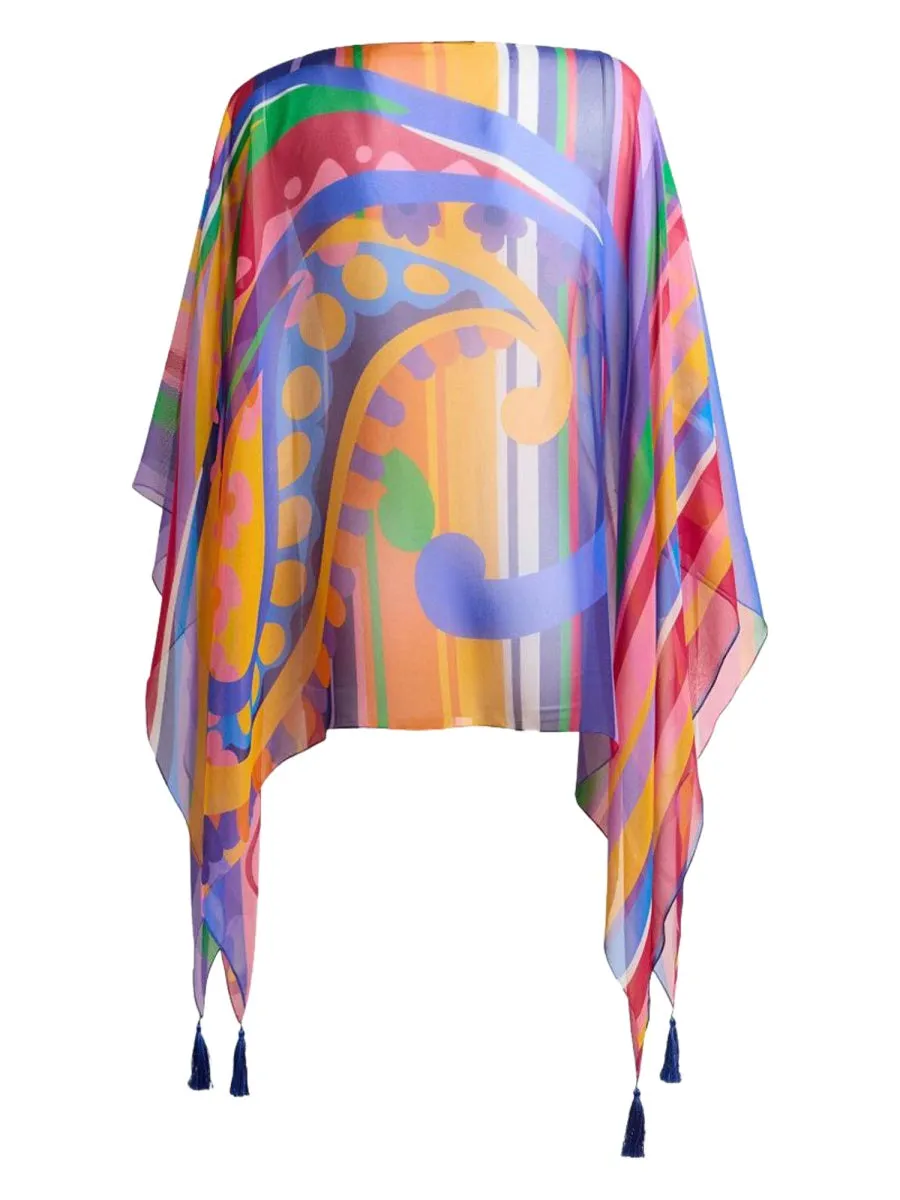 Paisley Print Silk Poncho Top sold by Wanan Luxury product image thumbnail 2