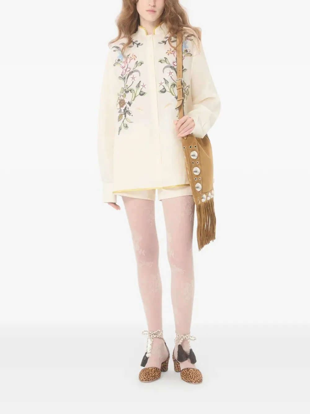 Floral Thread Embroidery Linen Shirt sold by Wanan Luxury product image thumbnail 2