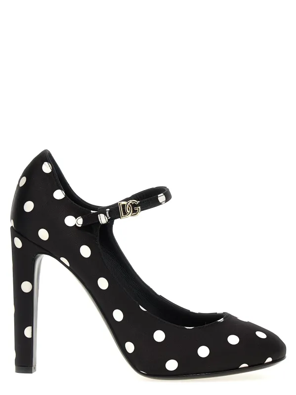 Mary Jane Sharon Pumps White/Black made by Dolce & Gabanna