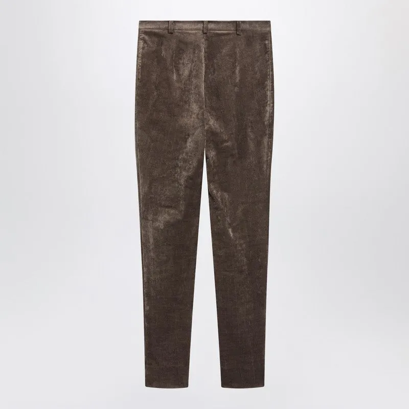 Brown Stretch Velvet Leggings sold by Wanan Luxury product image thumbnail 2