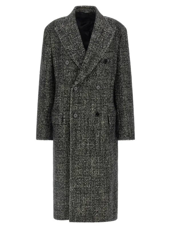 Bouclé Wool Coat Coats And Trench Coats White/Black sold by Wanan Luxury