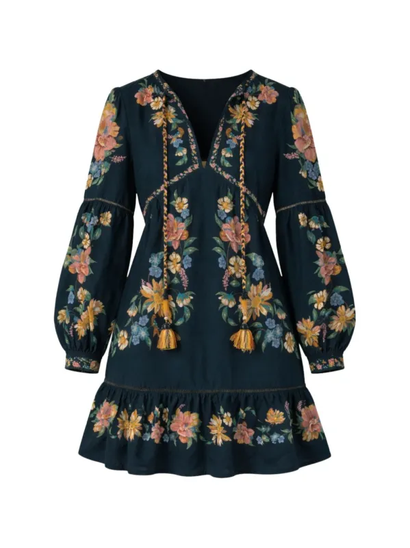 Dresses Floral Dark Blue sold by Wanan Luxury