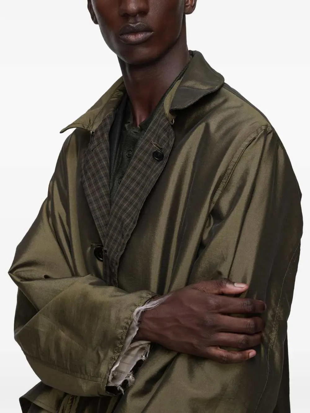 Buttoned Plaid Trench Coat sold by Wanan Luxury product image thumbnail 5
