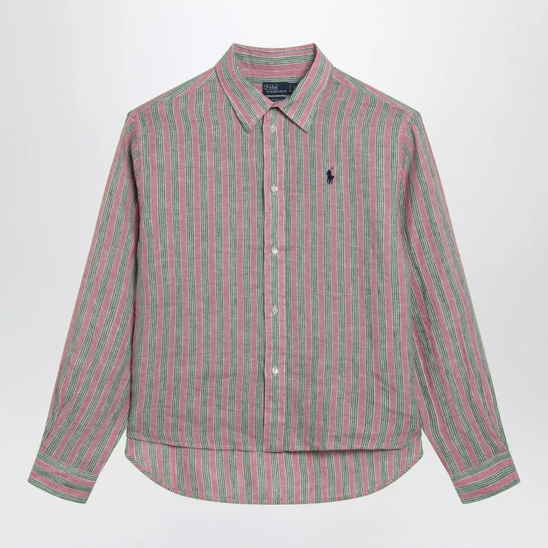 Striped Crop Boxy Fit Linen Shirt made by Polo by Ralph Lauren