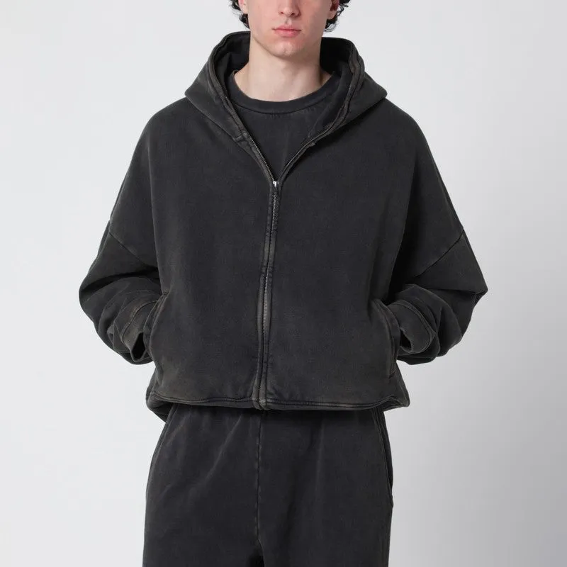 Washed Black Cotton Zip-Up Hoodie sold by Wanan Luxury