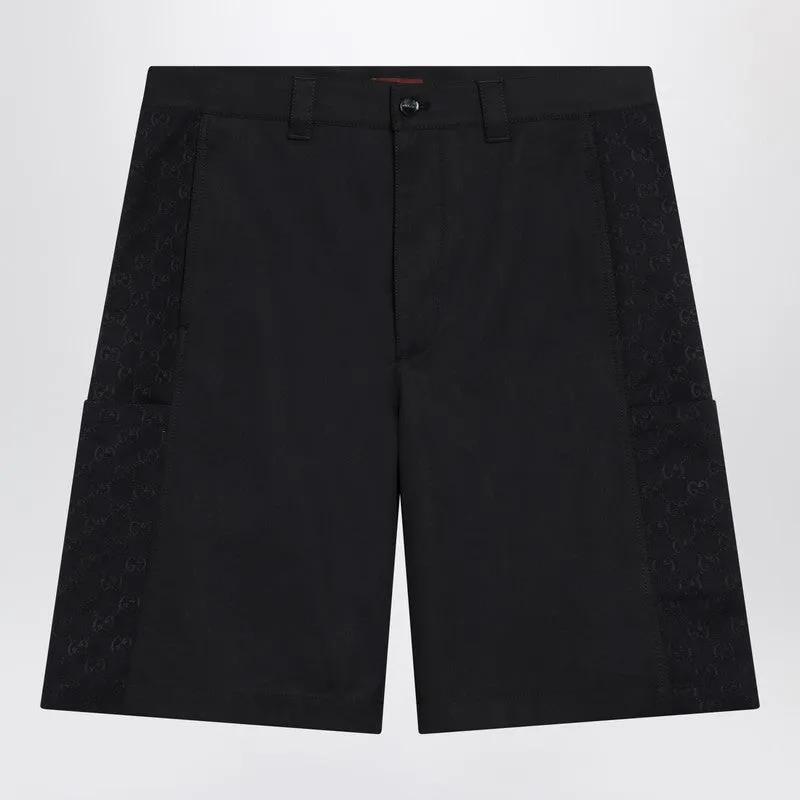 Ink Blue Cotton Twill Shorts made by Gucci