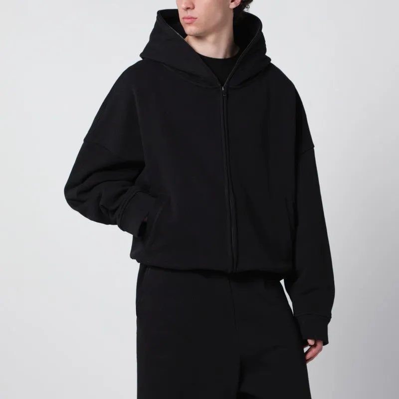 Black Cotton Zip-Up Hoodie made by Entire Studios