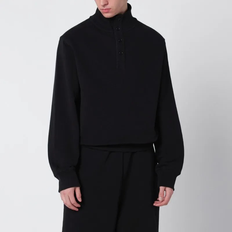 Black Cotton Buttoned Sweater sold by Wanan Luxury