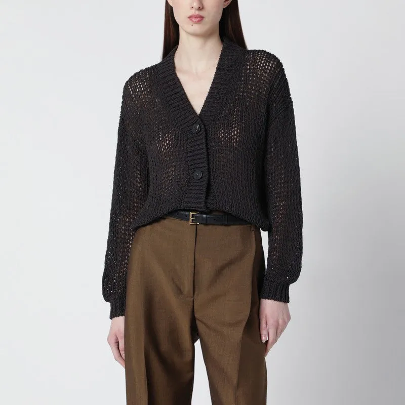 Brown Cotton-Blend Knit Cardigan sold by Wanan Luxury