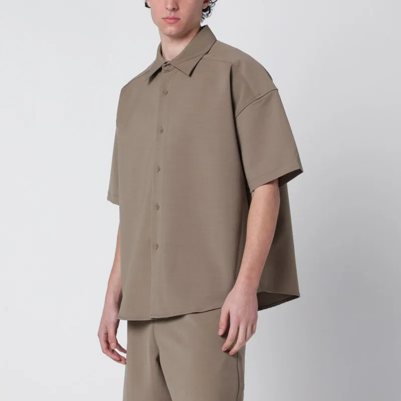 Beige Oversized Short-Sleeve Shirt sold by Wanan Luxury