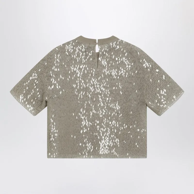 Dazzling Cascade Embroidery T-Shirt In Crispy Silk sold by Wanan Luxury product image thumbnail 2