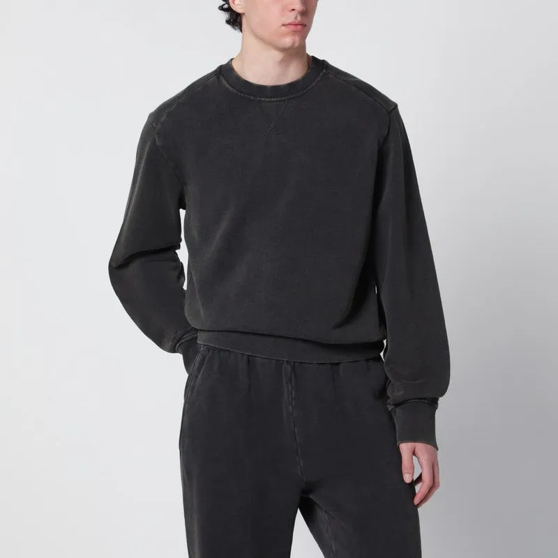 Washed Black Cotton Crewneck Sweatshirt sold by Wanan Luxury