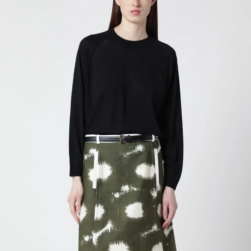 Black Wool Crewneck Sweater sold by Wanan Luxury