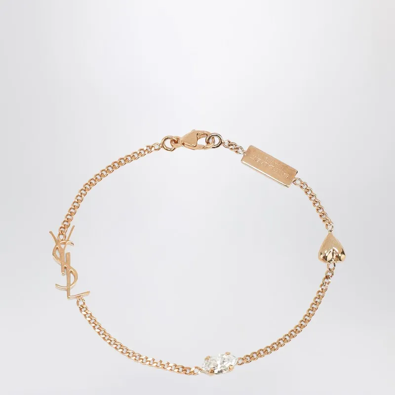 Cassandre Heart Charm Bracelet With Rhinestones made by Yves Saint Laurent