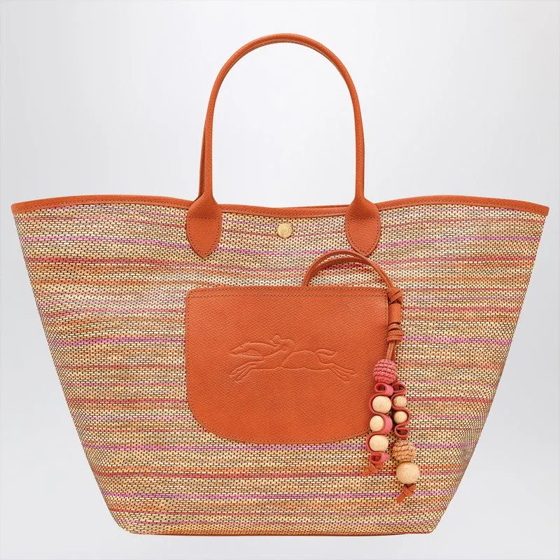 L Le Pliage Collection Basket Bag In Rainbow Canvas made by Longchamp